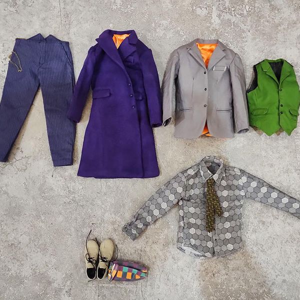 【IN Stock】1/6 Heath Ledger CPOP CREW CPC02 Purple Coat Edition Clown Costume Joker Clothes Model Fit 12'' Soldier Action Figure Dolls