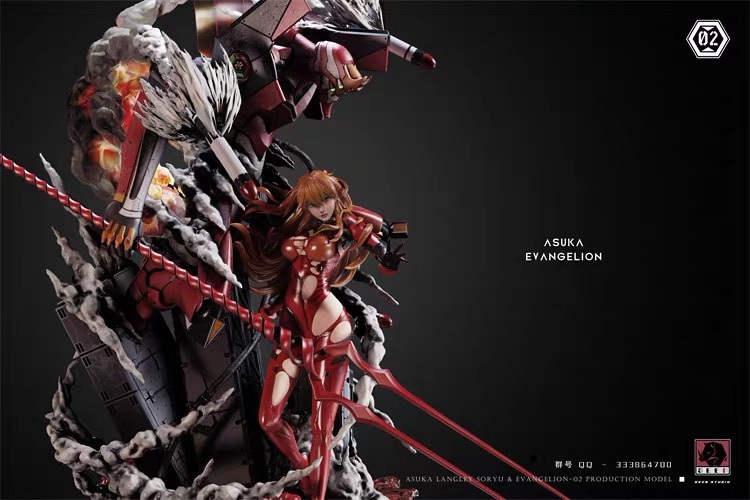 【Pre-order】1/4 Scale Mecha Girl Asuka Langley Soryu & Evangelion Unit-02 - (EVA) Neon Genesis EVAngelion Statue - SEEN Studios