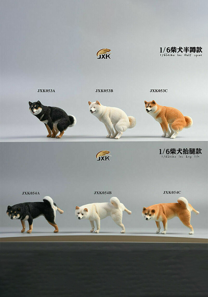 JXK 1/6 JXK053/54 Resin Dog Model Shiba Inu Animal Pet Statue Toy Collection In Stock