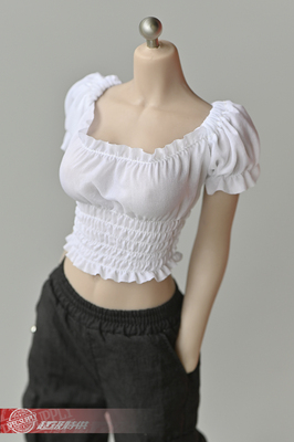 1/6 soldier puff sleeve pleated top clothes model for 12 inch action figure body