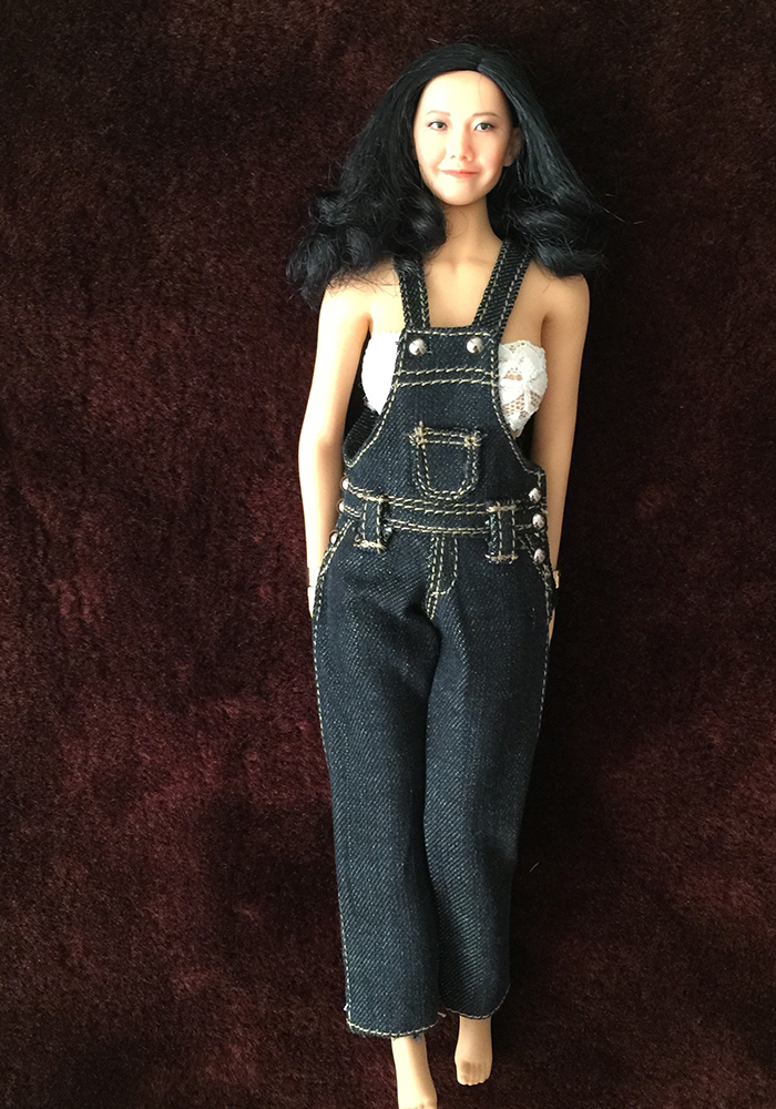 1/6 Scale 12 Inches Female Bodies Figures Belt Bib Pants Denim Jeans Accessories