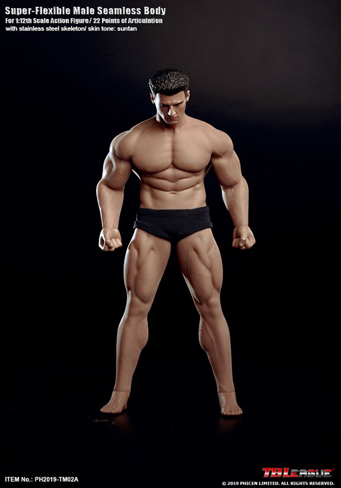 TBLeague 1/12 Super-Flexible Male Seamless Body Action Figure With Head Sculpt TM01A /TM02A Fitness Suntan Skin
