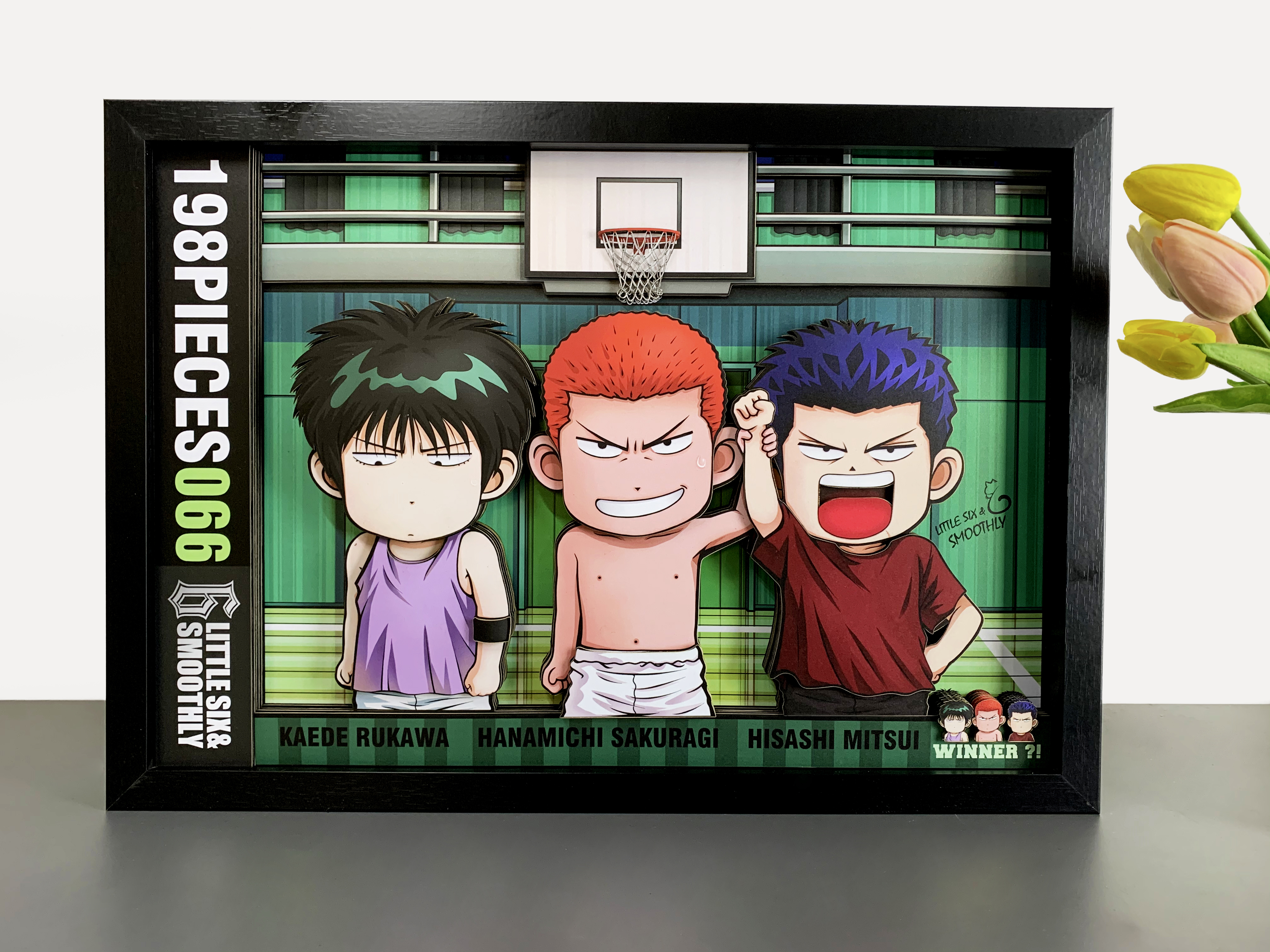 IN-STOCK Momo Studio - Decorative Painting SLAM DUNK - 3D Decorative Paint of Chibi Ver. Kaede Rukawa & Hanamichi Sakuragi & Hisashi Mitsui Scene