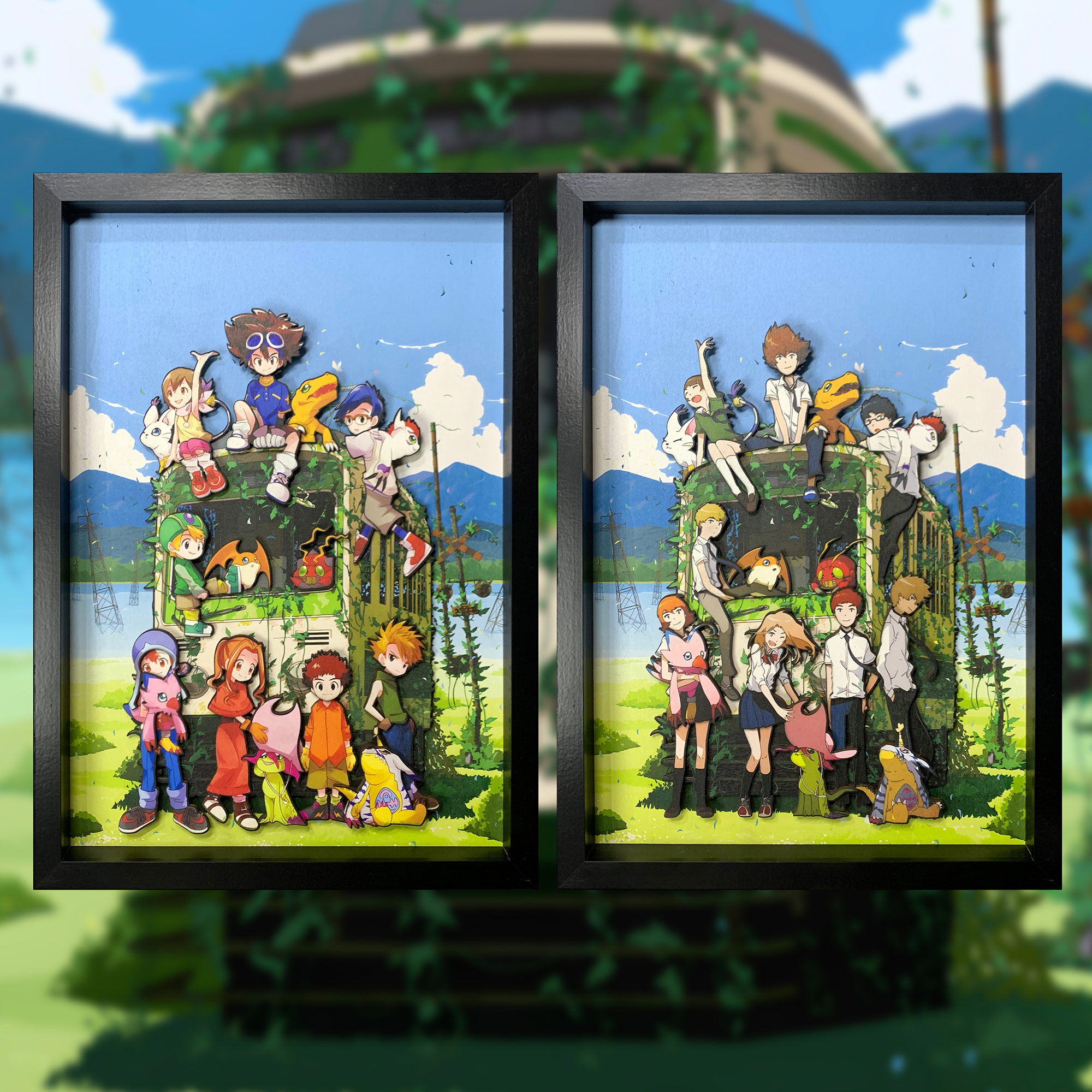 IN-STOCK Mystical Art Studio - Digimon Decorative - 3D Beech Wood Magnetic Decorative Paint of All Character of Digimon Painting Scene