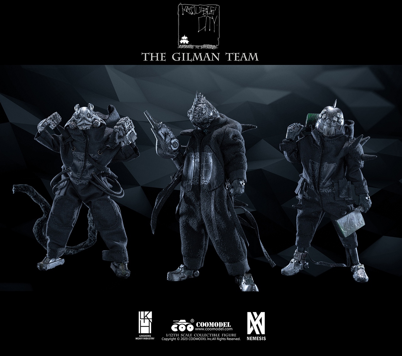 PRE-ORDER COOMODEL x NEMESIS KAIJU BIG CITY - THE GILMAN TEAM (THREE-FIGURE SET)( KC004) 1/12 Action Figure