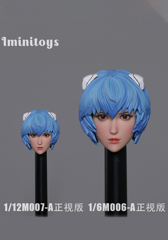 In Stock Iminitoys M006 1/6 Scale Cos Maiden Warrior Head Sculpture with Blue Hair for 12 Female Action Figure Body Toys