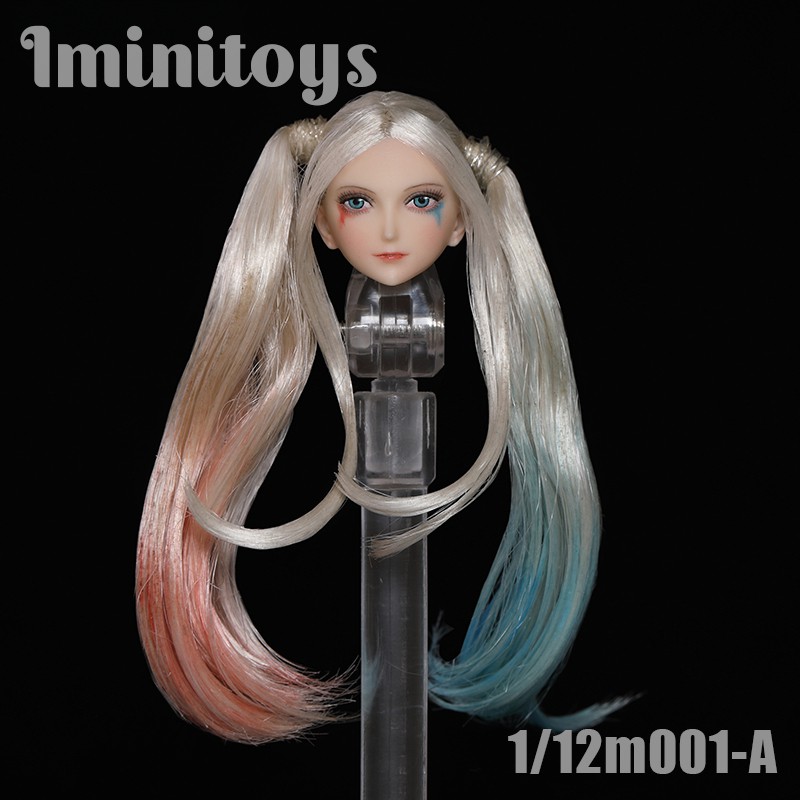1/12 Scale Girl Head Sculpt Iminitoys M001 Female Soldier Head Cavring Model Toy for 6in Pale Action Figure Body Doll Toys