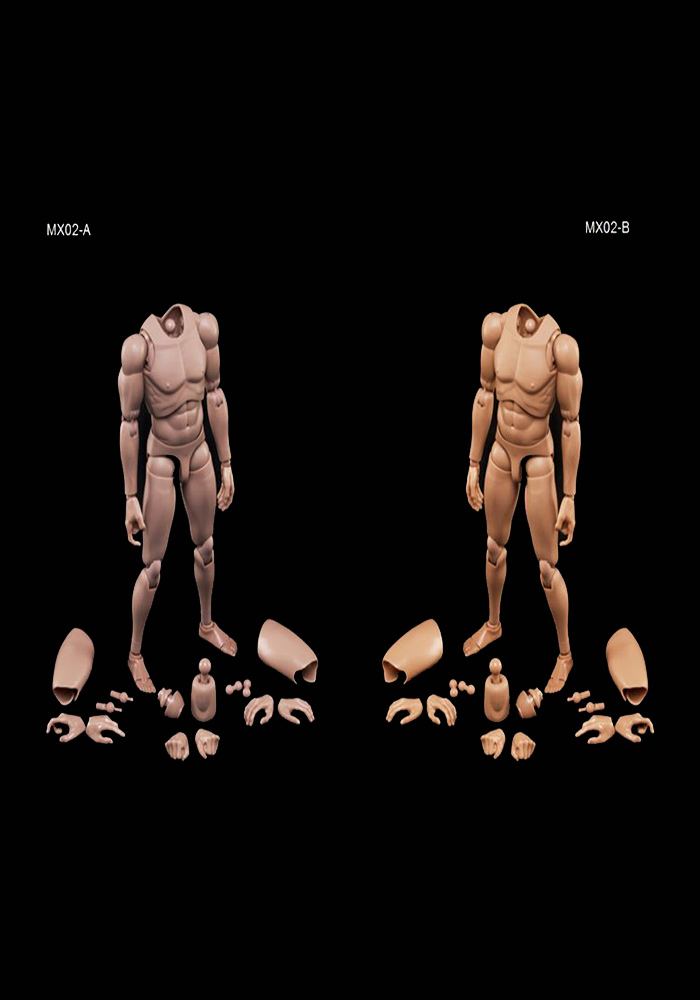 MX02-AB 1/6 Male Figure Body 2.0 Nude Narrow Shoulders with Neck 12'' Flexible Doll Toy