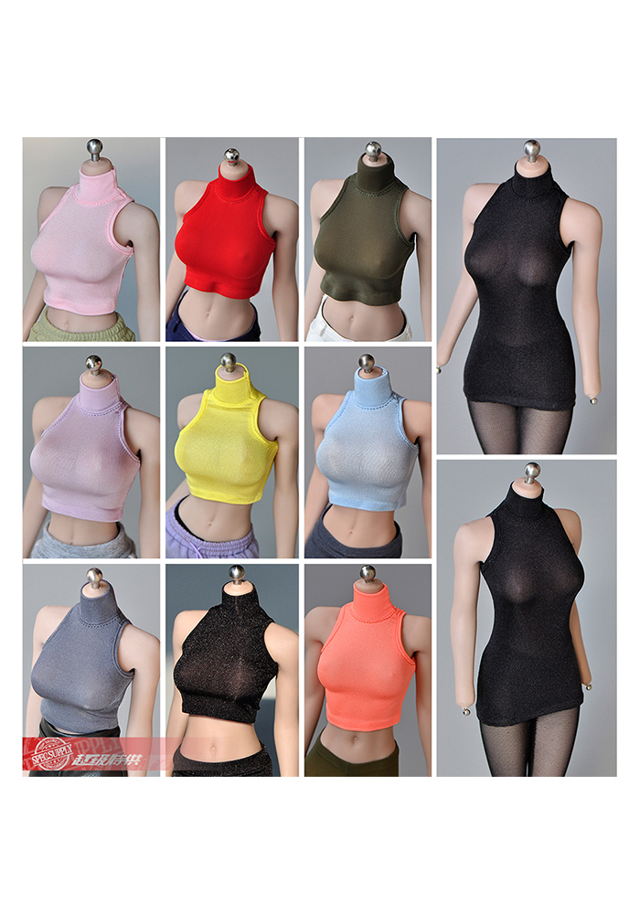 1/6 Female figure tight-fitting shoulder-cut T-shirt bottoming vest clothing model for 12 inch action figure accessories