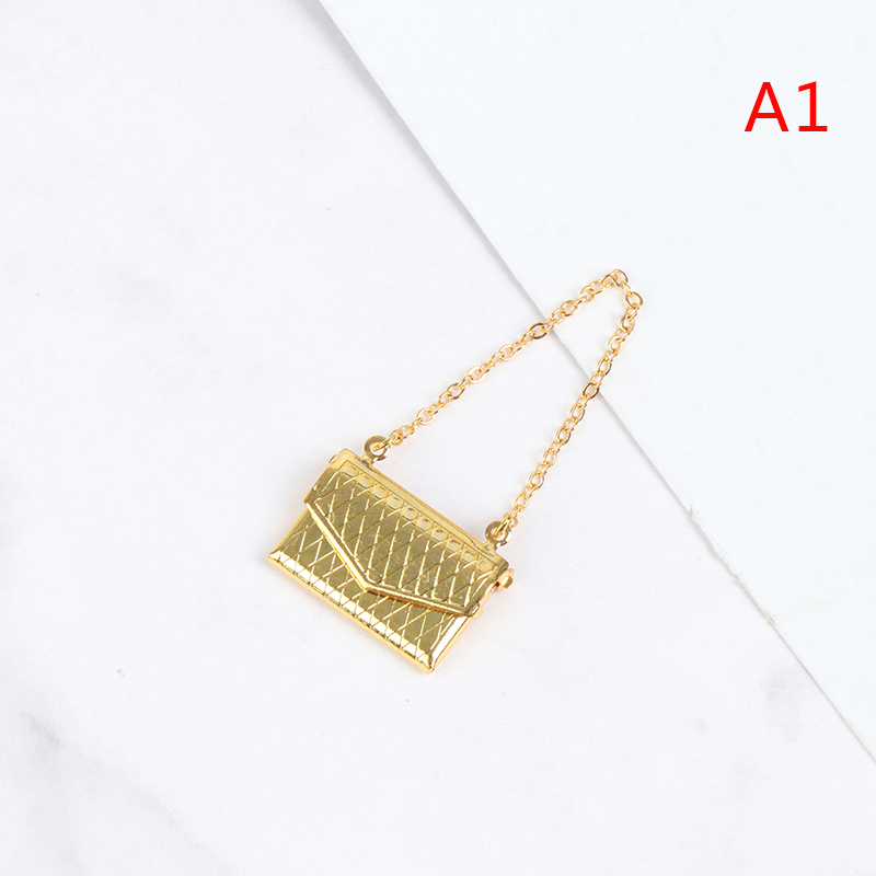 1pcs Dollhouse Miniature Metal Chain Pack Doll Bag Shopping Handbag for Doll Clothes Decor Accessories