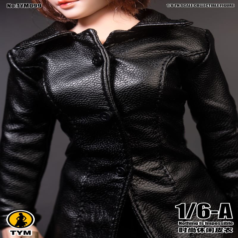 TYM099 1/6 Women's Medium Length Leather Clothing Fit 12inch Female Action Figure