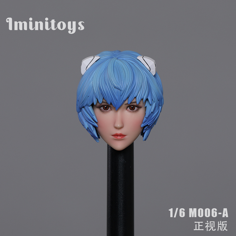 In Stock Iminitoys M006 1/6 Scale Cos Maiden Warrior Head Sculpture with Blue Hair for 12 Female Action Figure Body Toys