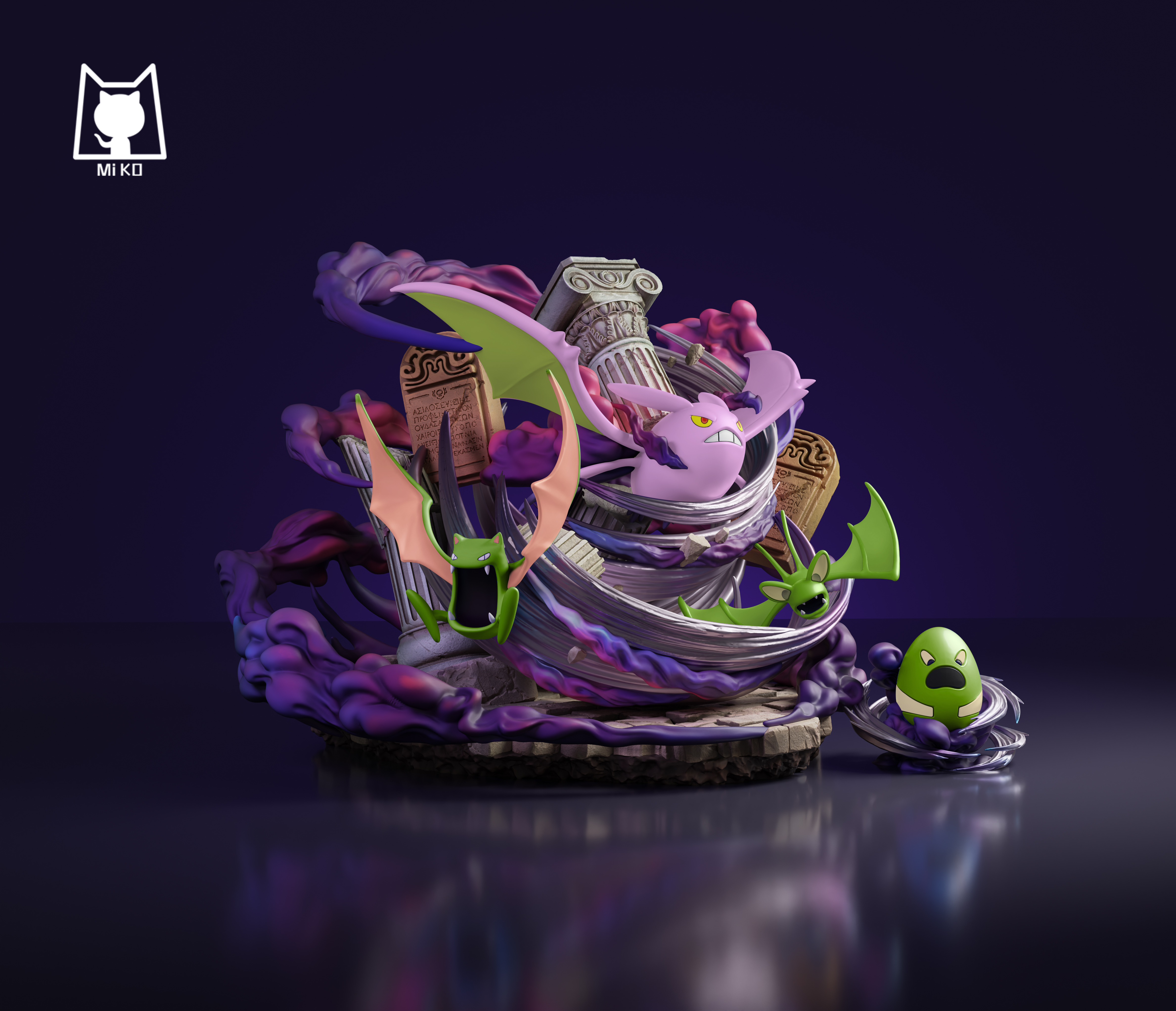 PRE-ORDER MiKo Studio - Pokemon 1/20 Scale World Zukan & Standard Version Evolution Family Series Crobat Set with LED StatueGK