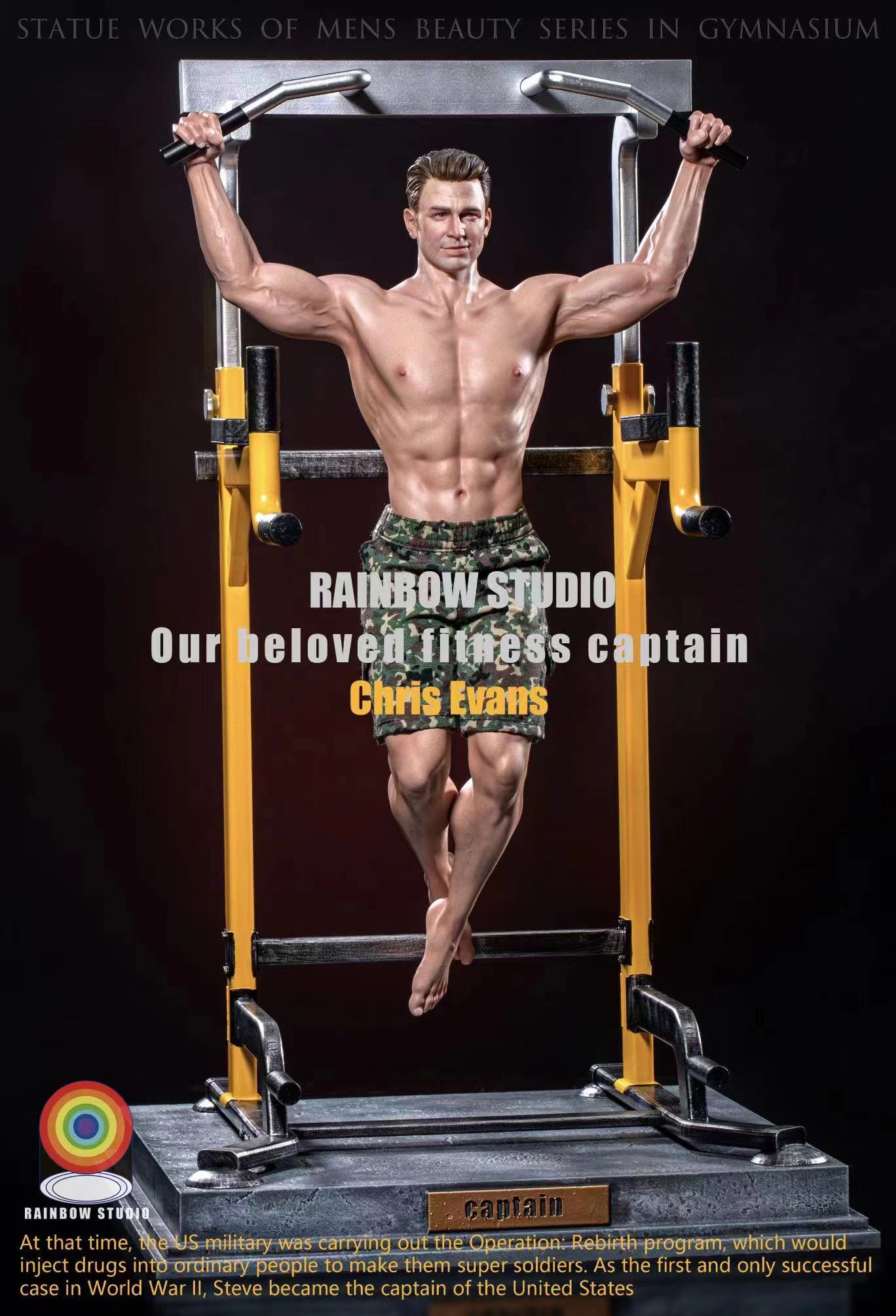 Pre-order RAINBOW STUDIO Captain America Christopher Robert Evans GYM Version 1/6 Statue GK