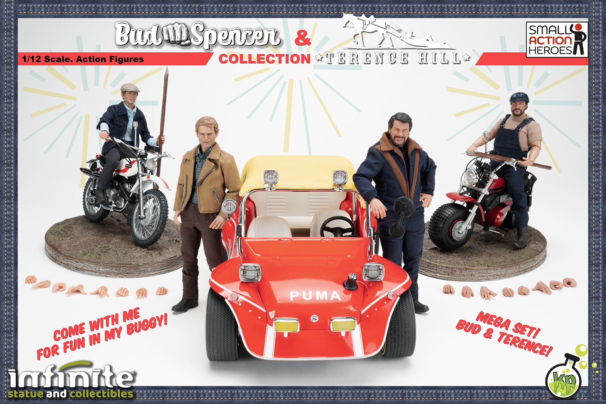 Pre-order Infinite Statue X Kaustic Plastik-<Watch out. we are mad >1974 1:12 scale Bud Spencer & Terence Hill Figures Motorcycle/Dune Buggy