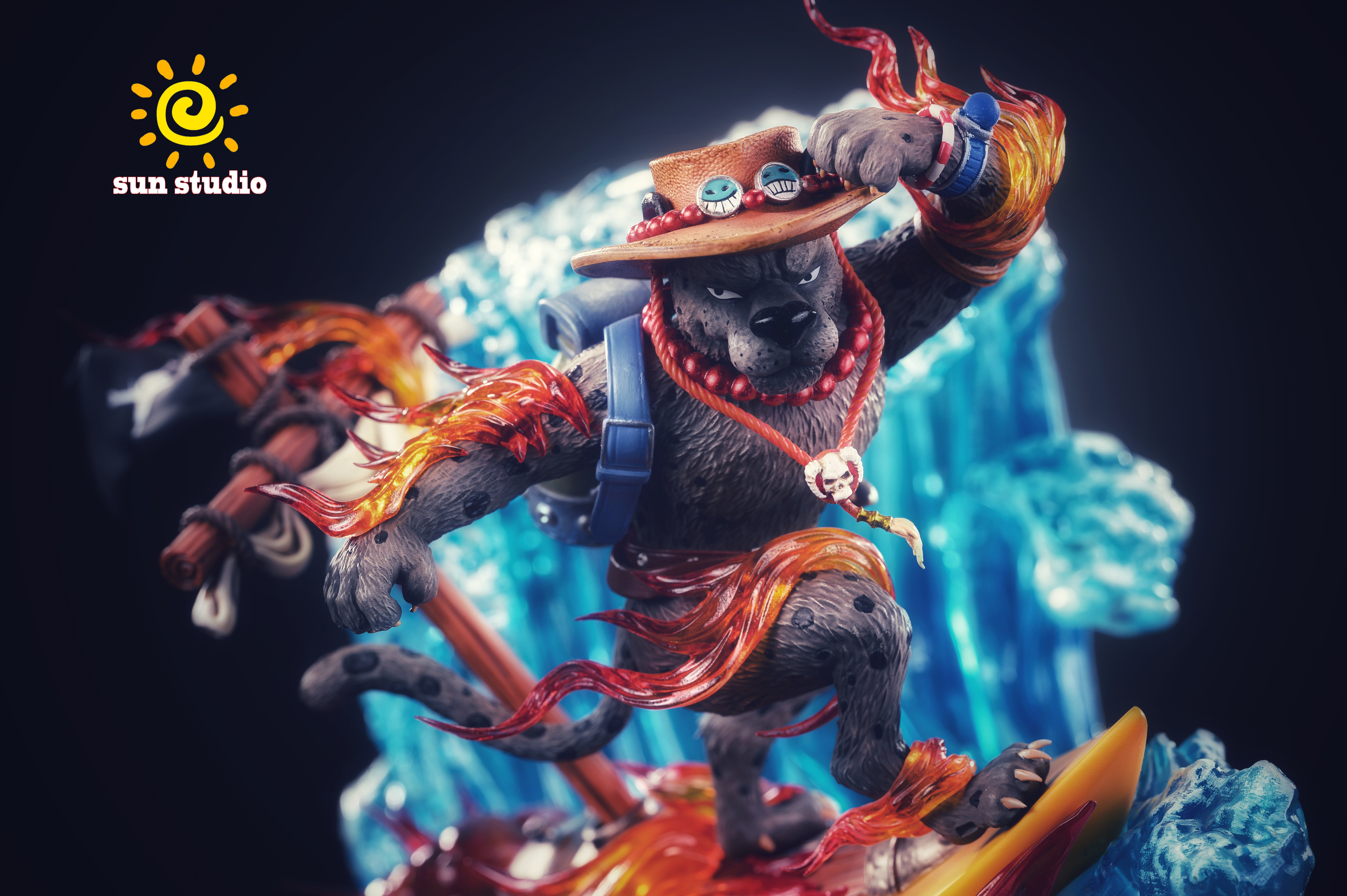 PRE-ORDER Sun Studio One Piece Animal Series Black Panther Portgas D. Ace Statue(GK)