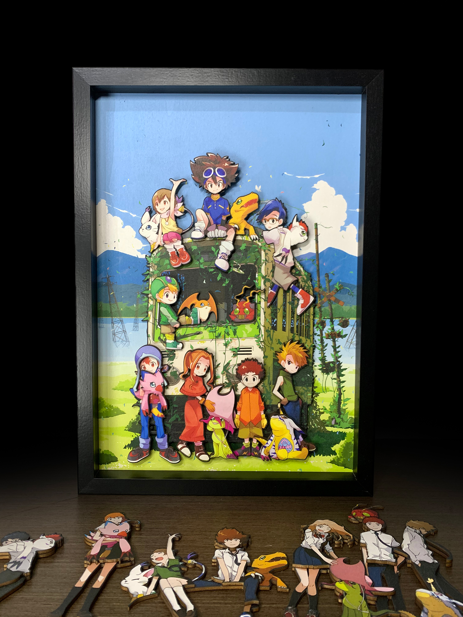 IN-STOCK Mystical Art Studio - Digimon Decorative - 3D Beech Wood Magnetic Decorative Paint of All Character of Digimon Painting Scene