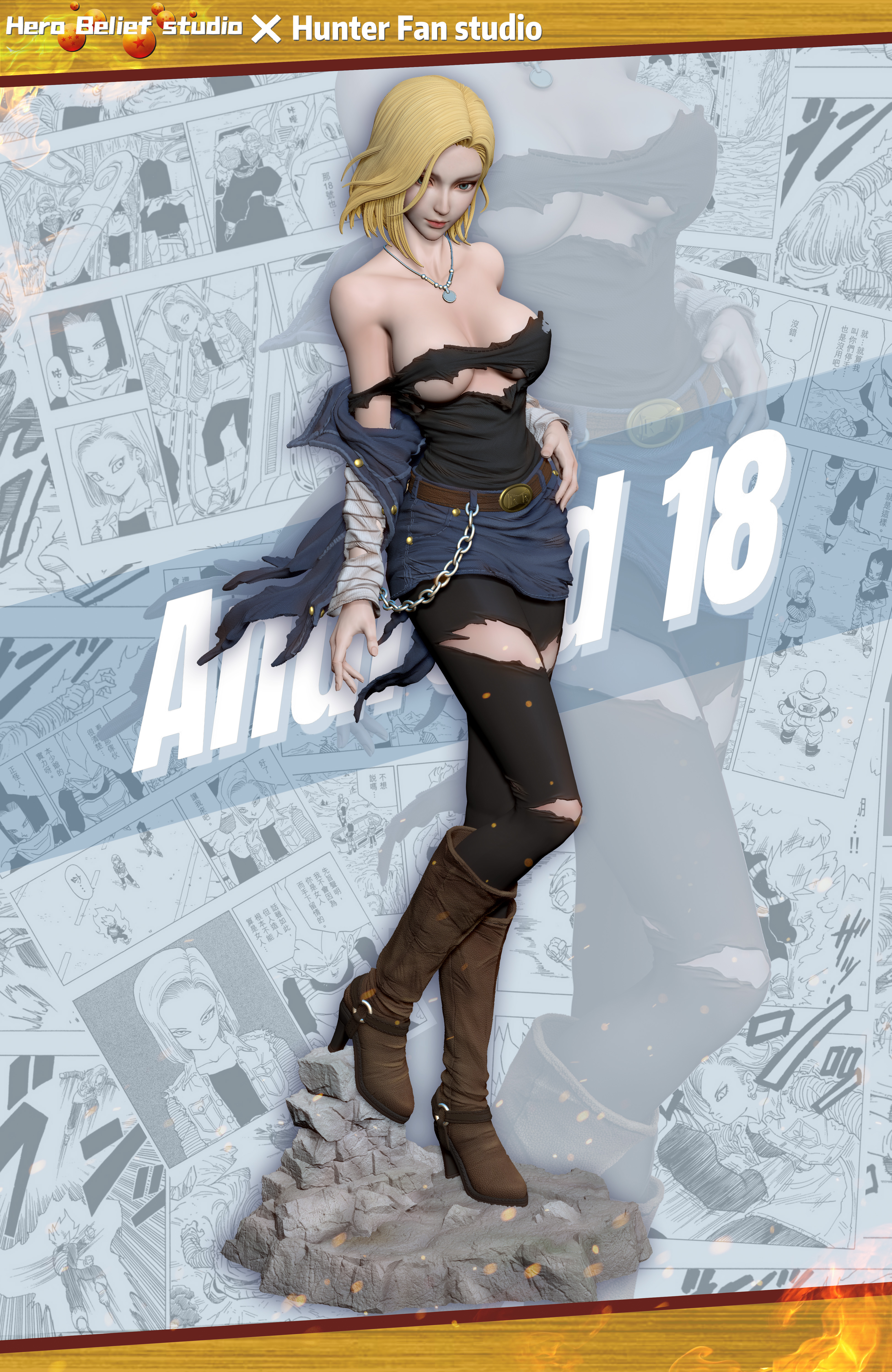 PRE-ORDER Hero Belief X Hunter Fan Studio DRAGON BALL Android 18 1/6 & 1/4 Statue(GK) (Adult 18+)