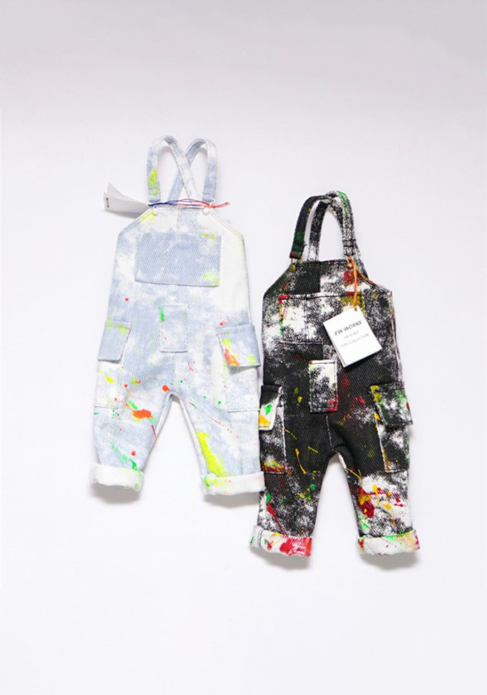 EWWORKS EW002 1/6th Male Overalls Jeans Dyeing Splashing Ink Pants For 12'' Male Action Figure Body Dolls