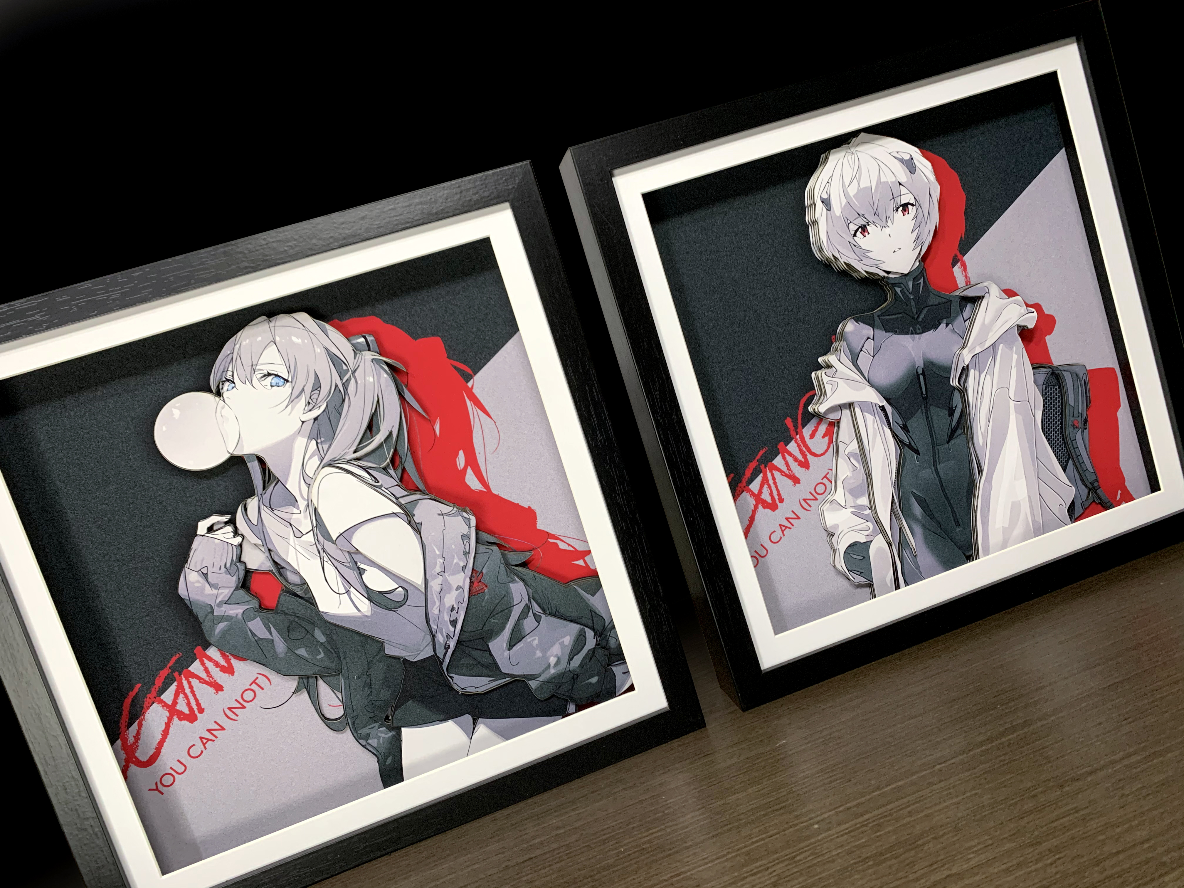 Momo Studio - (EVA) Neon Genesis EVAngelion Decorative Painting - 3D Decorative Paint of Asuka Langley Soryu & Rei Ayanami Scence