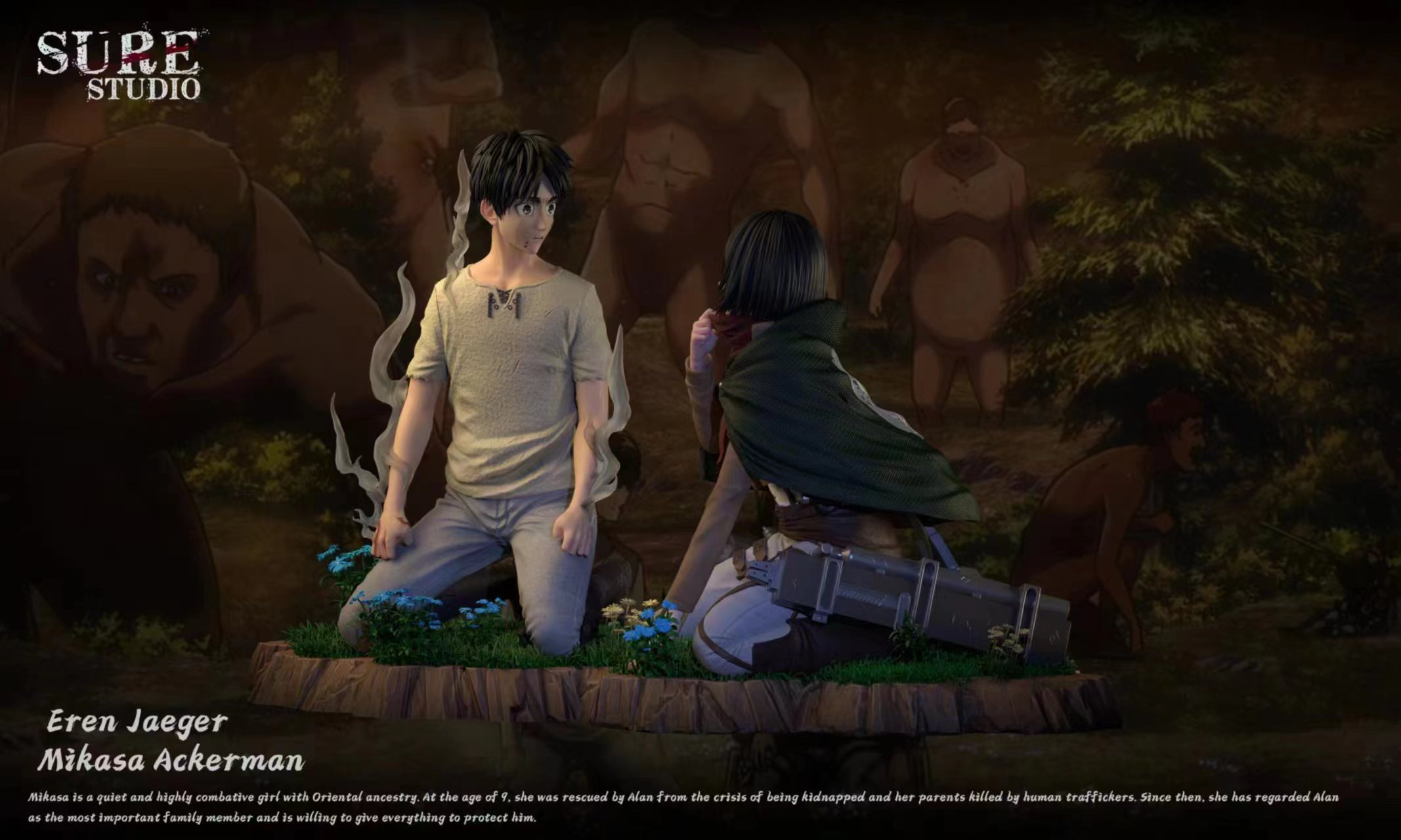 PRE-ORDER Sure studio - Attack on Titan Eren & Mikasa Scarf 2.0 1/6 Statue(GK)