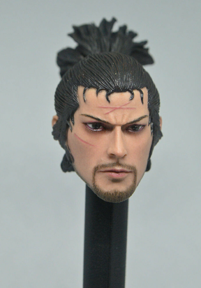 1/6 Male Head Sculpt Miyamoto Musashi Japan samurai Male Head Carved Model Toys Fit 12 Action Figure Body