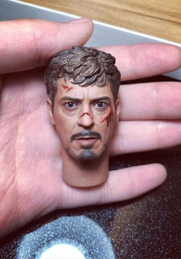 TOP-002 1/6 Tony Head Carving War Damage Version Fit 12inch Male Action Figure