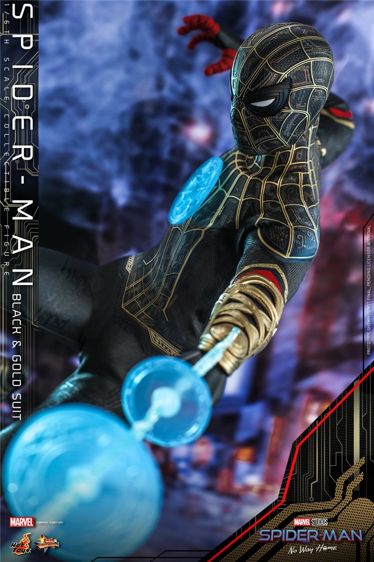 【IN STOCK】Hottoys MMS604 SpiderMan Black & Gold Suit No Way Home 1/6 Scale Action Figure