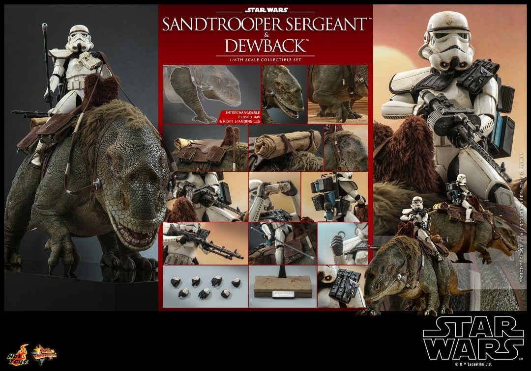 PRE-ORDER Hot Toys - Star Wars: Episode IV A New Hope – Sandtrooper Sergeant & Dewback (MMS719 MMS720 & MMS721 ) 1/6 Action Figure