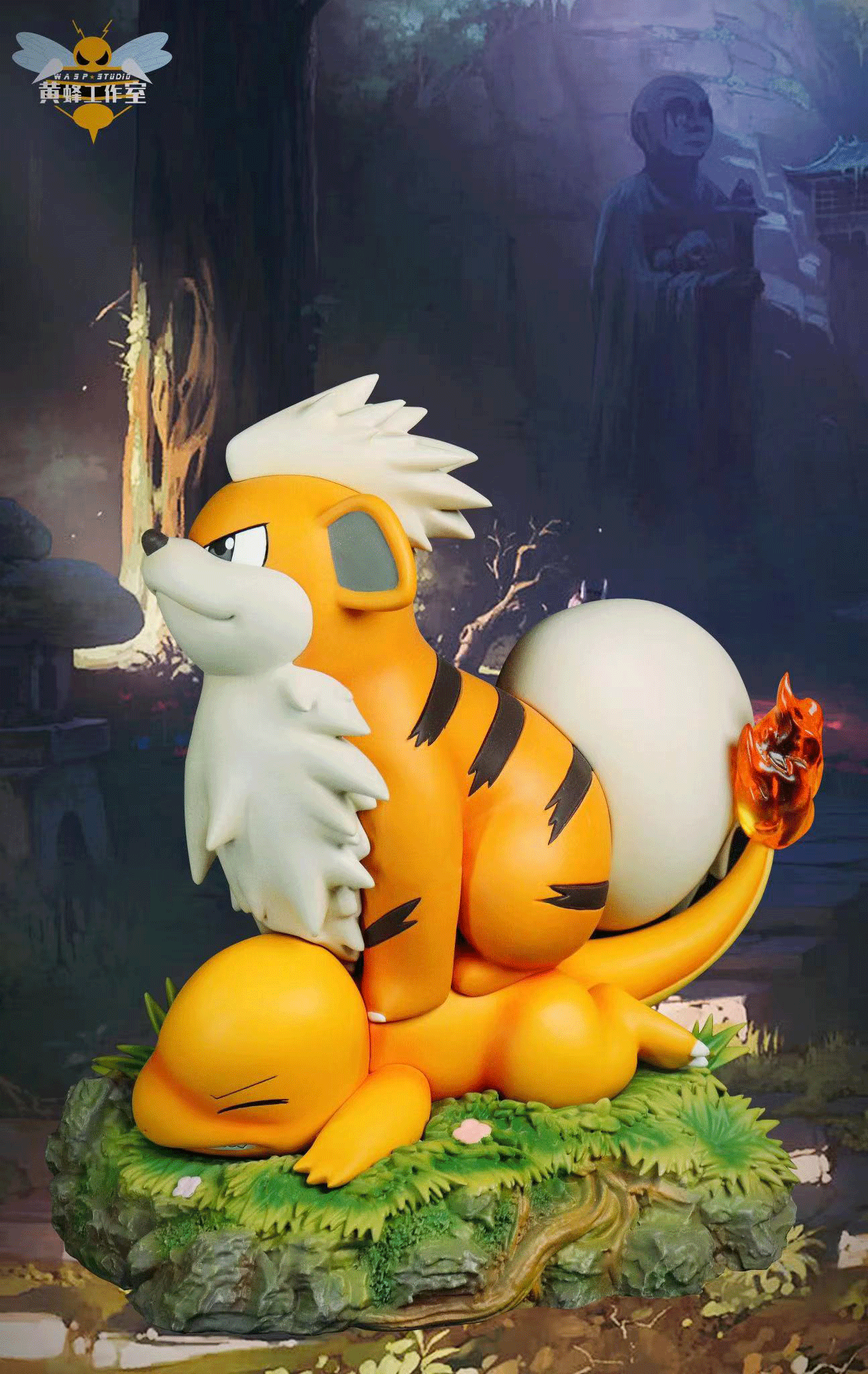 PRE-ORDER WASP Studio - Pokemon - Pokemon Playing Series 005 Raichu Racing With Pikachu & 006 Growlithe Press Charmander Statue GK