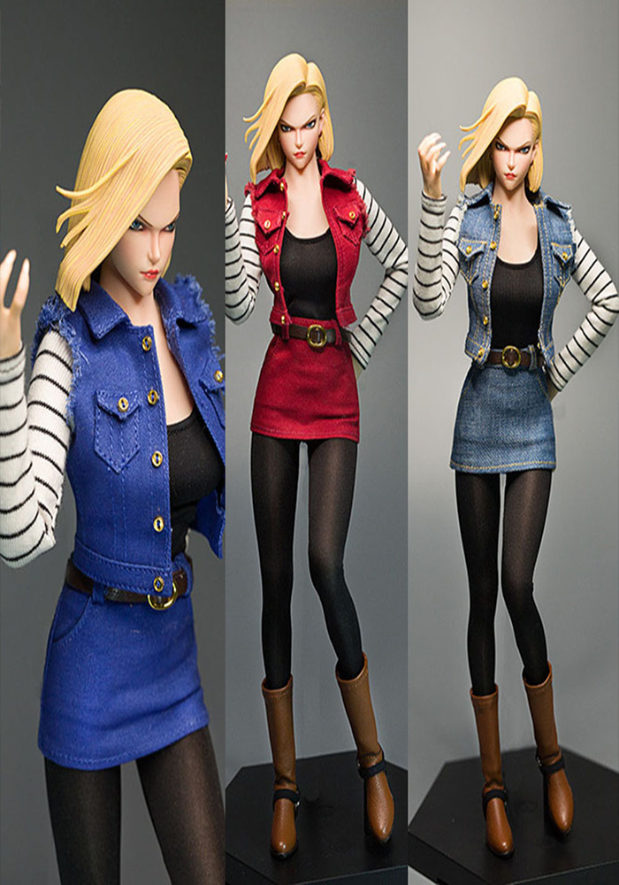 cdtoys m013 1/6 Scale Sexy Female Figure Accessory Android 18 V Head Best Skirt Set Femaleody Clothes Shoes Model for Fans