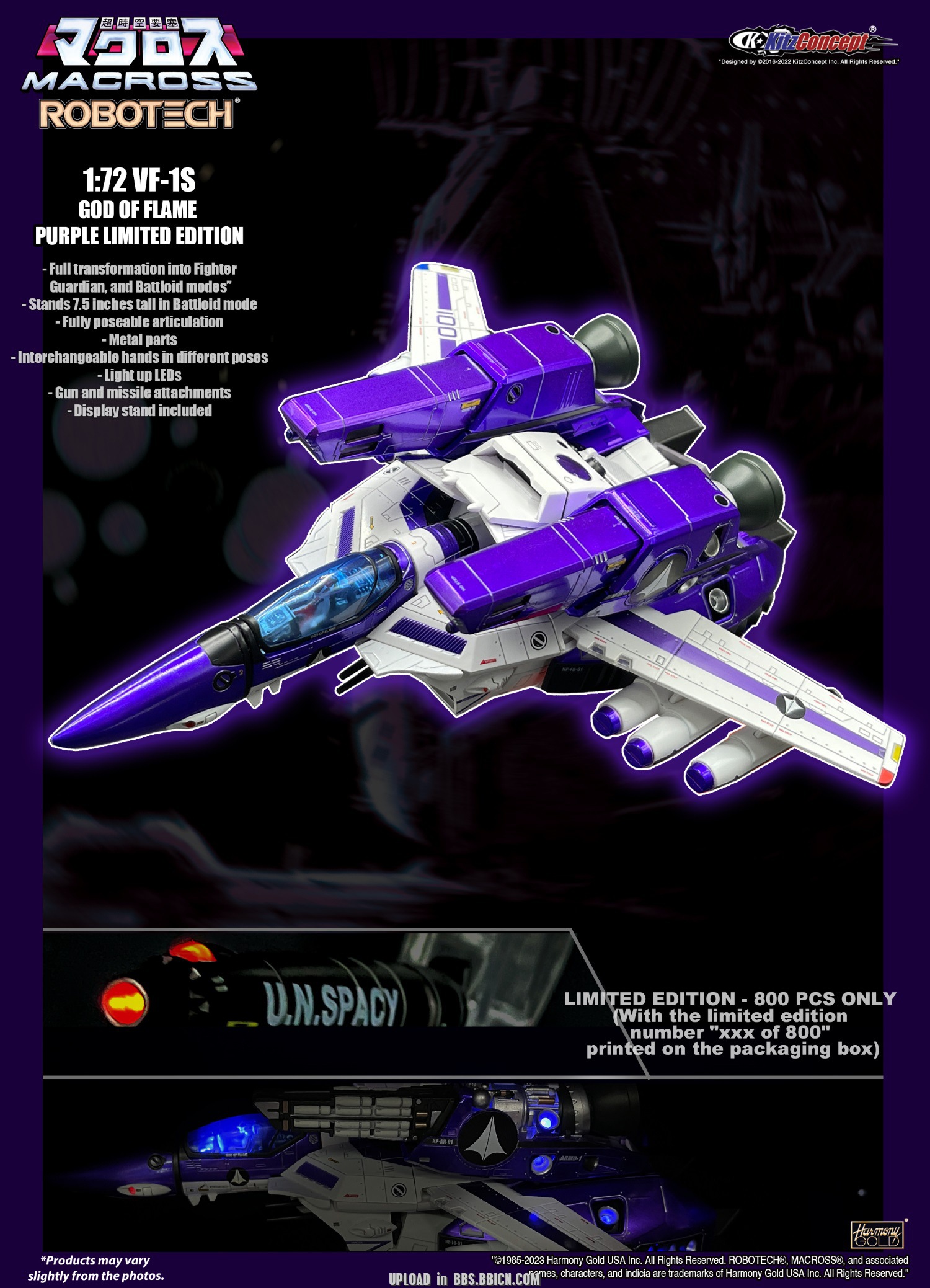 PRE-ORDER KC918 Studio Macross VF-1s GOD OF FLAME PURPLE VER.1/72 Scene