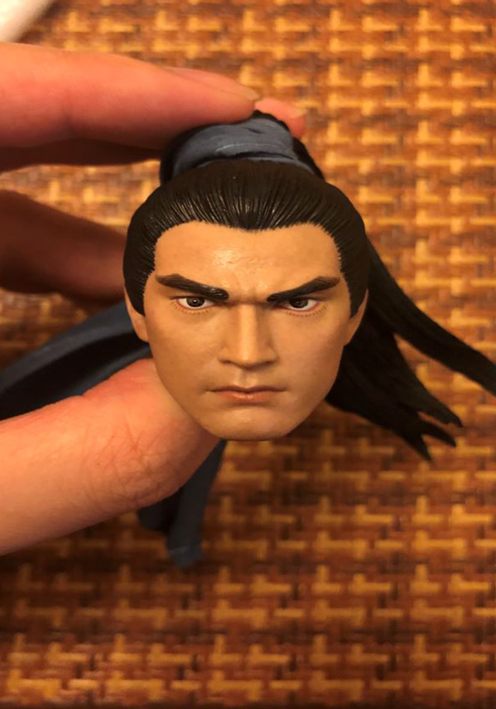 1/6 Ancient General Male Head Sculpt Zhao Yun Angry/Calm Expression Head Carved with Ribbon Model for 12'' Body