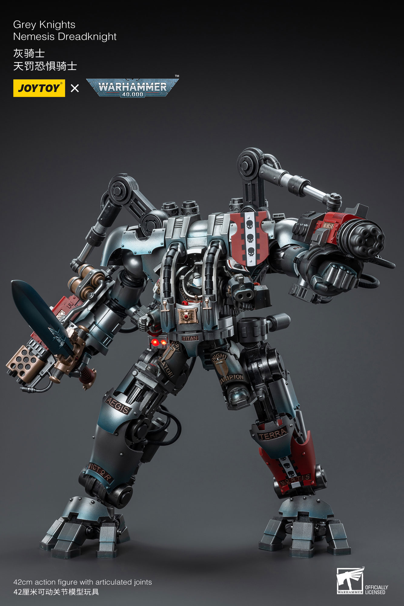 PRE-ORDER JOYTOY - JT6434 Warhammer 40k - Grey Knights Nemesis Dreadknight ( Including action figure ) 1/18 Action Figure