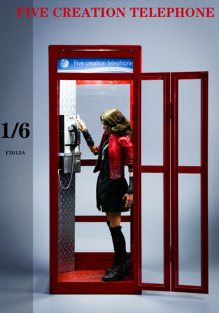 In-stock FIVETOYS 1/6 Metal Telephone Booth Phone House F2013 For 12'' Action Figure