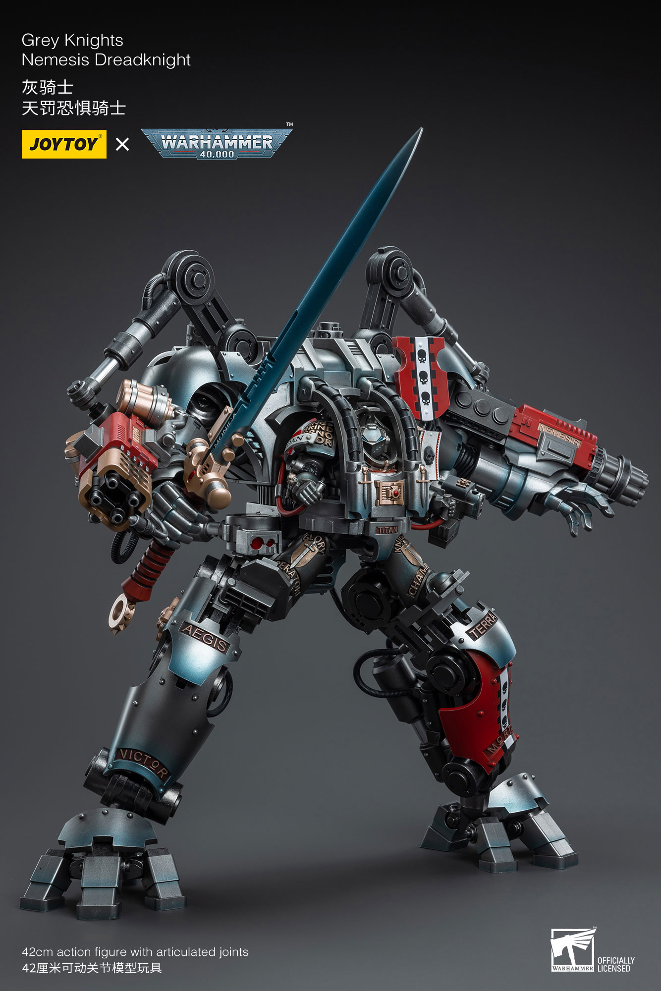 PRE-ORDER JOYTOY - JT6434 Warhammer 40k - Grey Knights Nemesis Dreadknight ( Including action figure ) 1/18 Action Figure