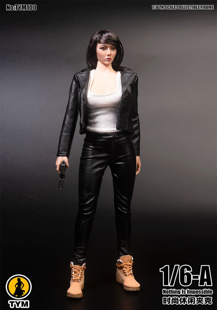 TYM100 1/6 Women's Short Leather Coat Fit 12inch Female Action Figure
