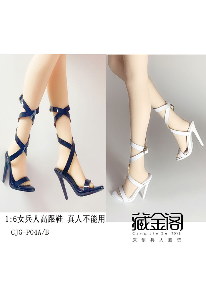 CJG-P04 1/6 Female strapping high-heeled sandals suit for gluing plain body Clothing accessories