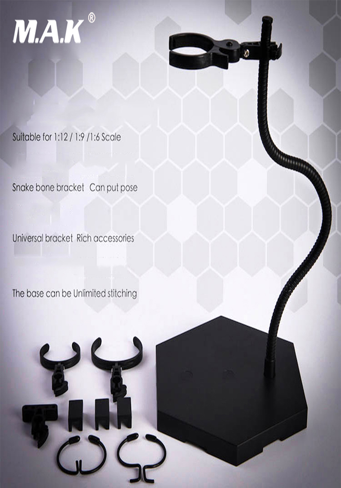 In stock 1/6 Stand Figure Body Black Black Universal Bracket Snake Bone Bracket Posable Stand Fit 1/6 1/9 1/12 Action Figure ACC