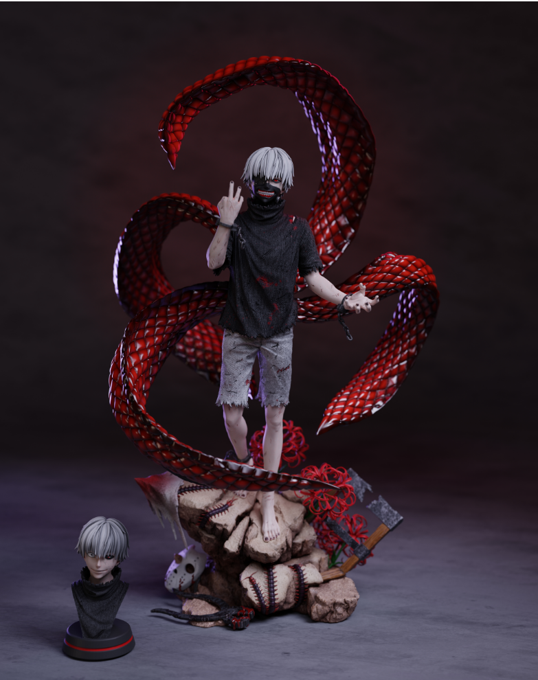 In-stock Black and white Studio - Tokyo Ghoul #1 Kanekiken White Hair 4 rcss form 1/6 Statue(GK)