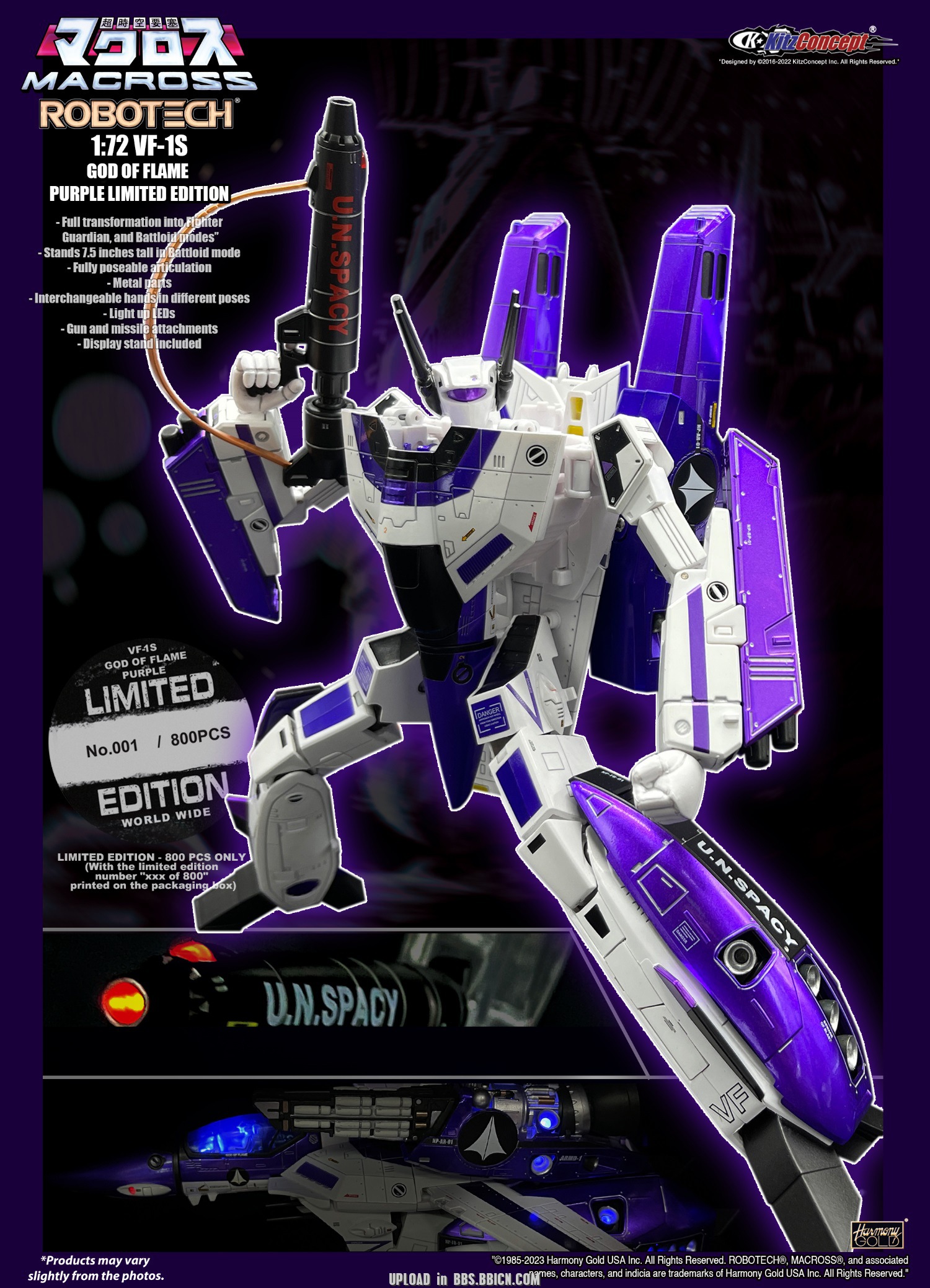 PRE-ORDER KC918 Studio Macross VF-1s GOD OF FLAME PURPLE VER.1/72 Scene