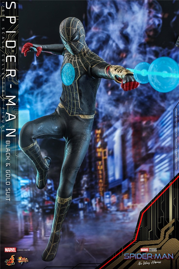 【IN STOCK】Hottoys MMS604 SpiderMan Black & Gold Suit No Way Home 1/6 Scale Action Figure
