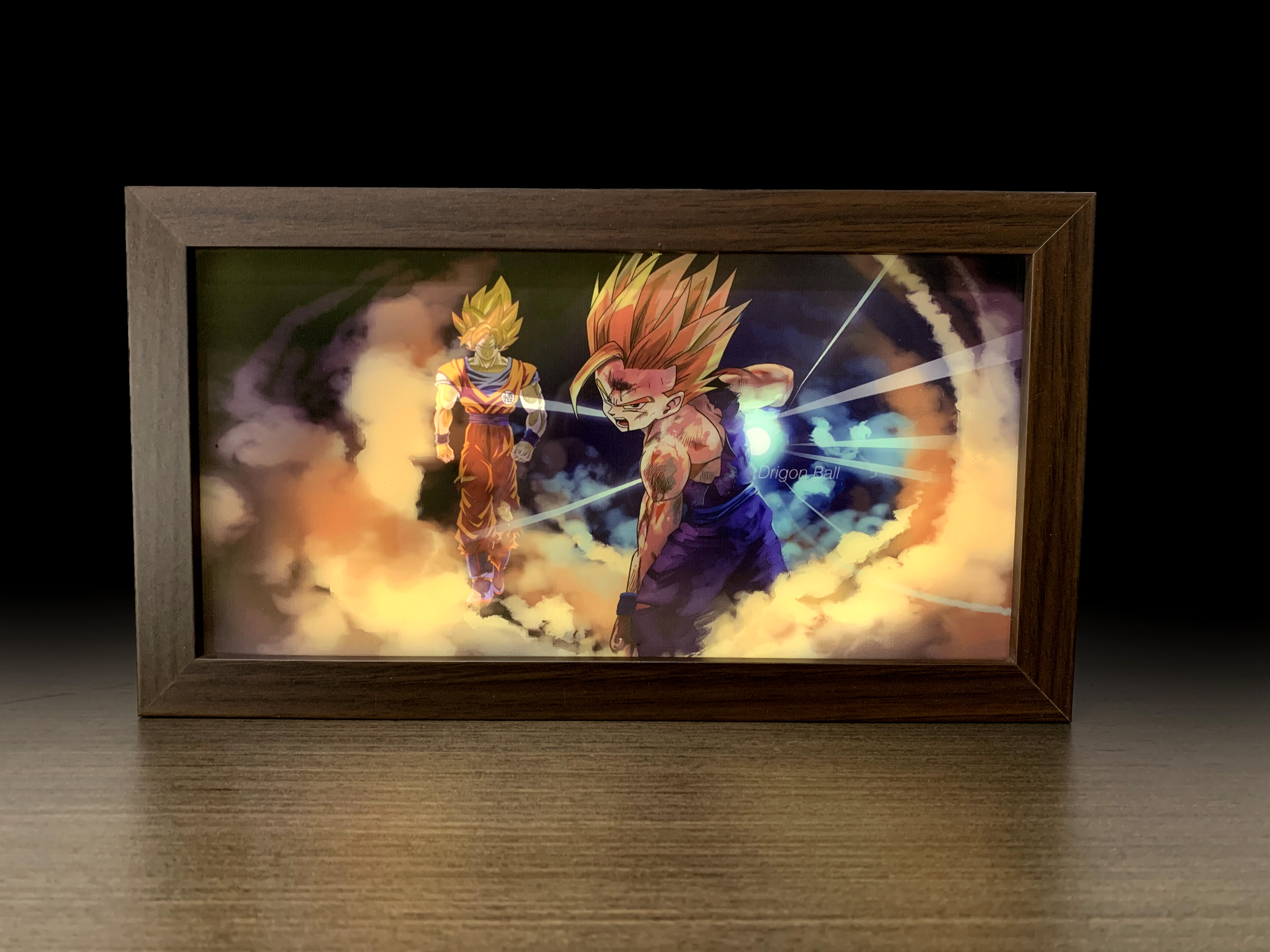 Mystical Art - Poster Frame Son Goku & Son Gohan Light Guide Painting Scene