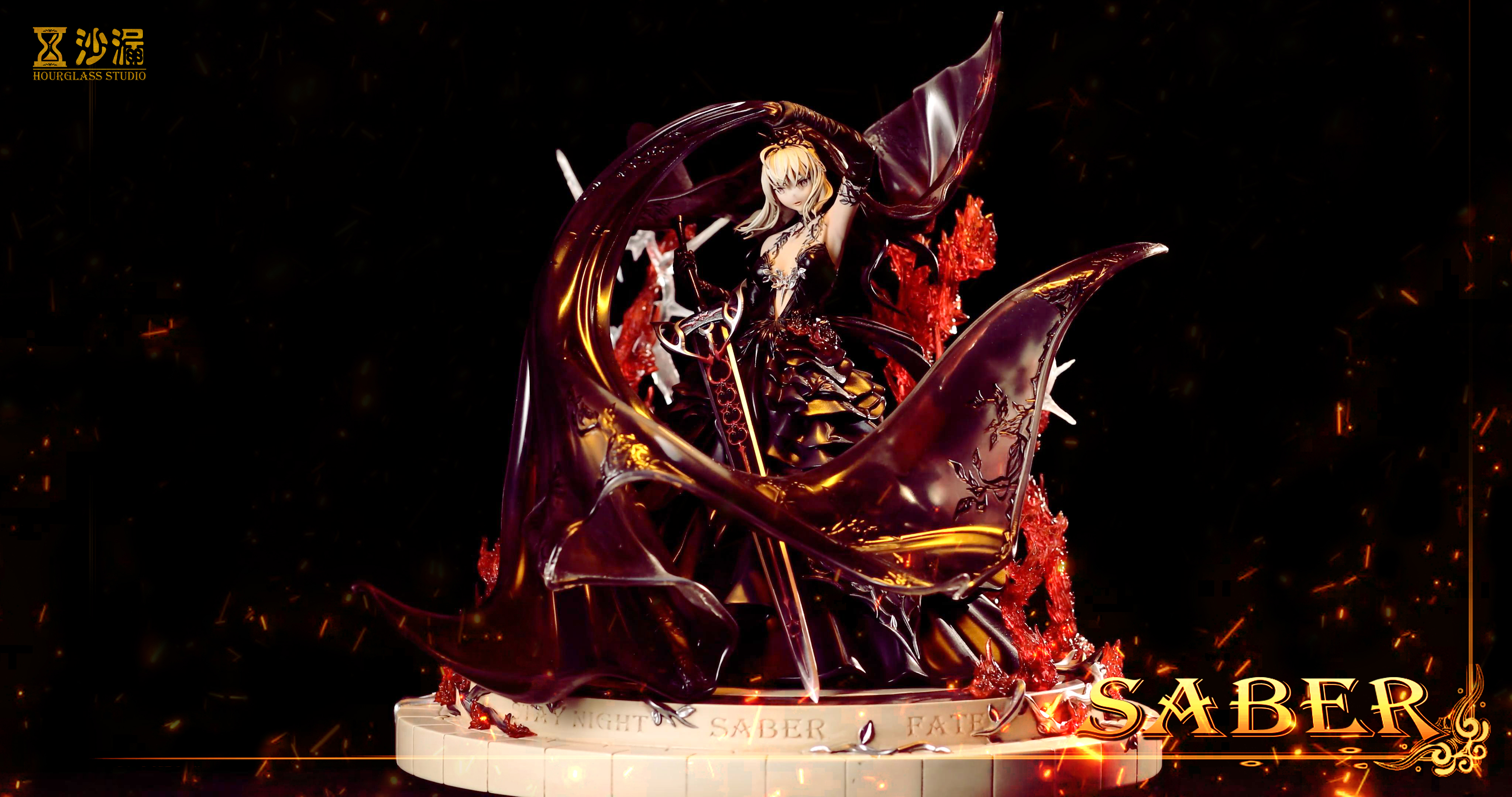 PRE-ORDER HOURGLASS Studio - Black Wedding Dress Saber Statue(GK)(Adult 18+)