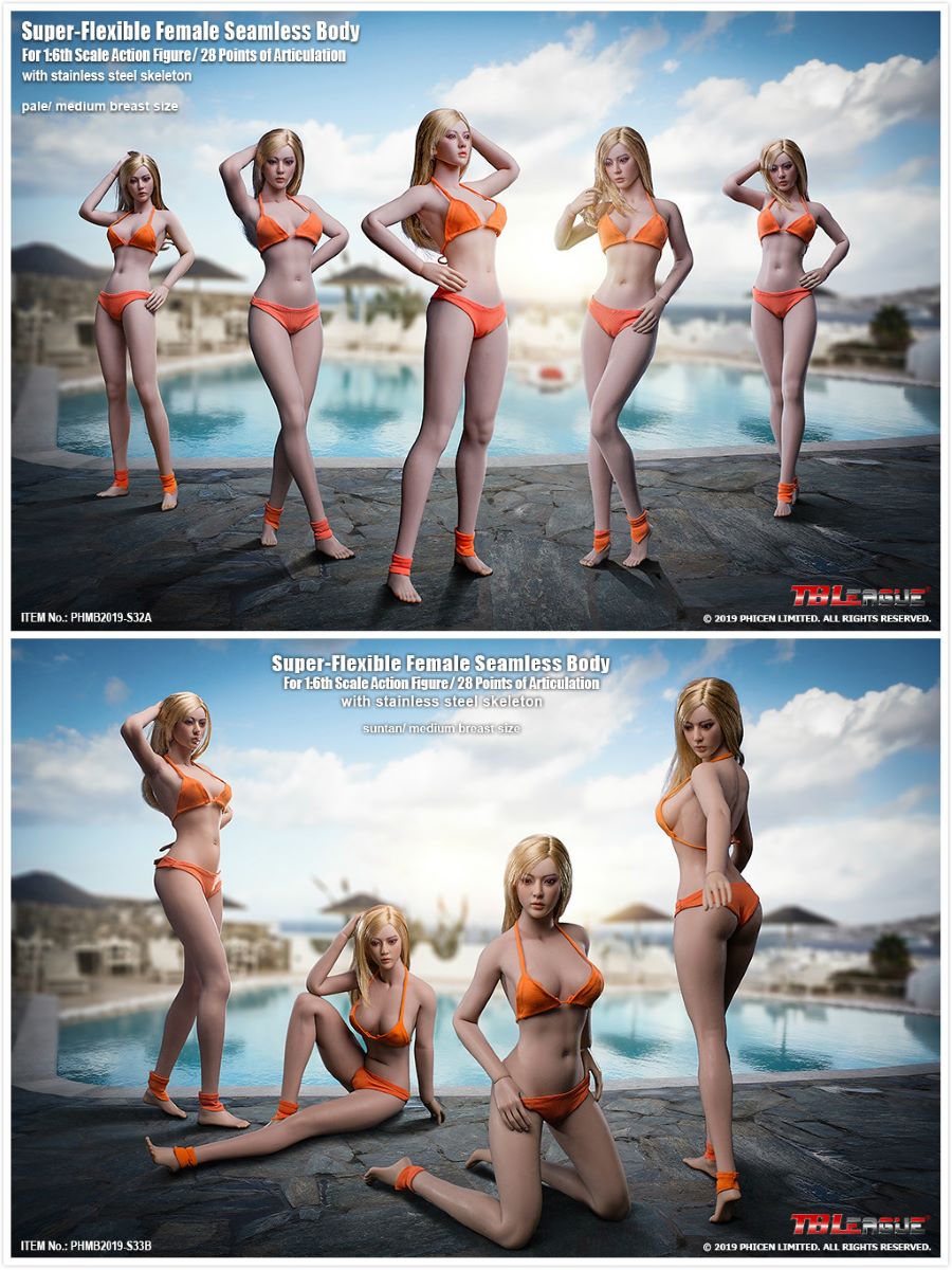 1/6 Pale /suntan TBLeague Super Flexible Female Seamless Body S32A S33B only body without Head