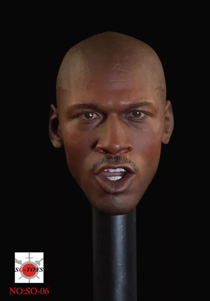 SO-TOYS SO-06 1/6 Black Men Basketball Star Head Carvings Open Mouth Head Sculpt for 12inch Action Figure