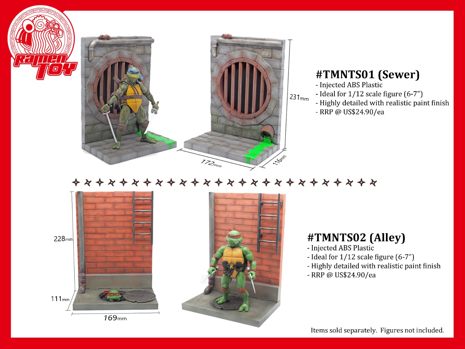 PRE-ORDER Ramen Toy Teenage Mutant Ninja Turtles TMNTS01 & TMNTS021/12 Action Figure