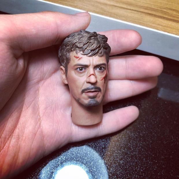 TOP-002 1/6 Tony Head Carving War Damage Version Fit 12inch Male Action Figure