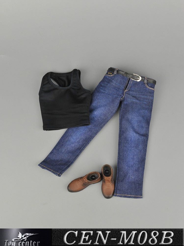 1/6 scale Male Figure Clothes Sports Vest & Jeans Suit & Shoes Model CEN-M08 for 12'' Strong Muscle Body M32 M33