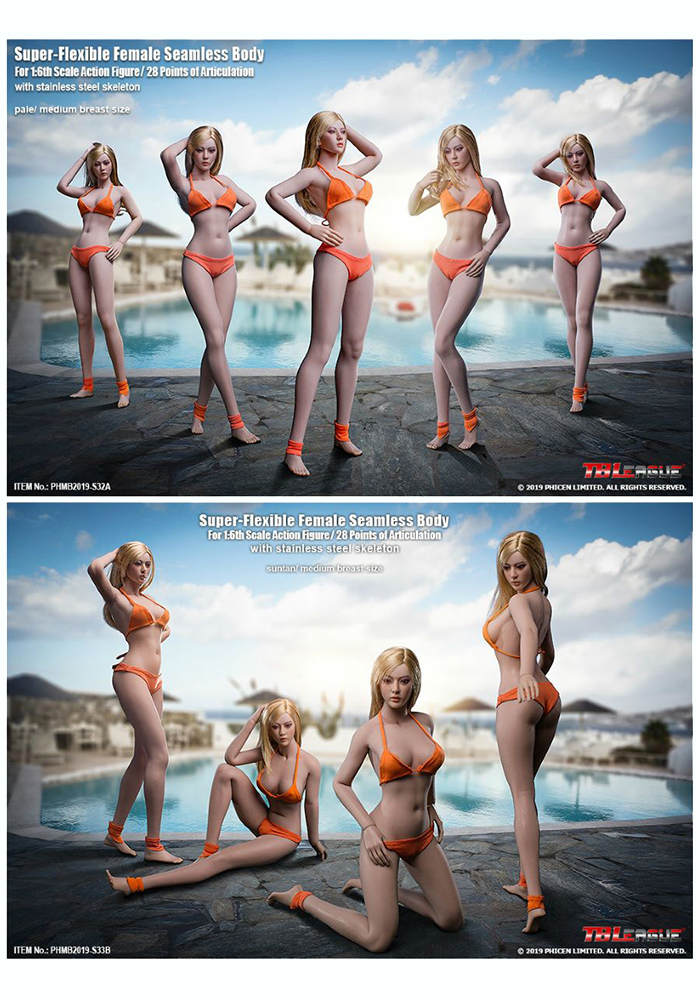 1/6 Pale /suntan TBLeague Super Flexible Female Seamless Body S32A S33B only body without Head